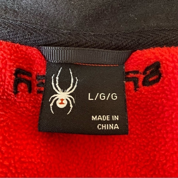 SPYDER Men Red 1/4 Zip Fleece Lined Sweater Size Large - Picture 7 of 9